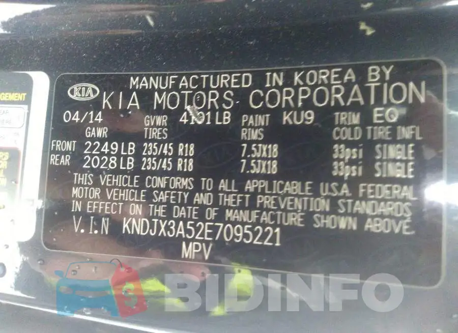 KNDJX3A52E7095221 Photo# 9