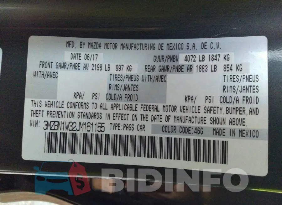 3MZBN1W32JM161155 Photo# 9