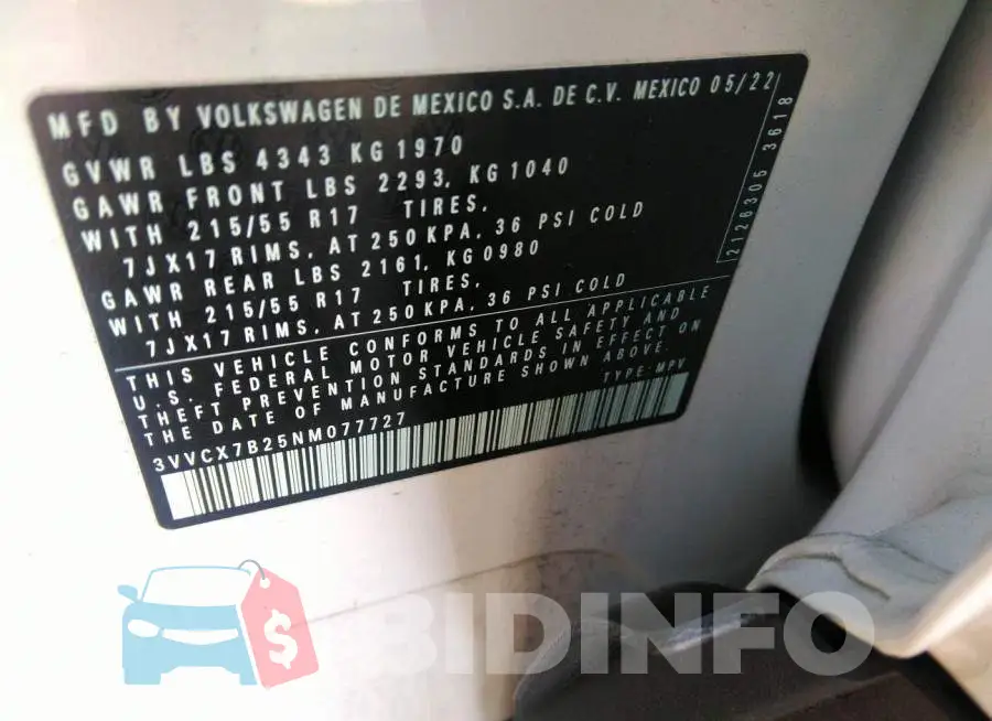 3VVCX7B25NM077727 Photo# 9