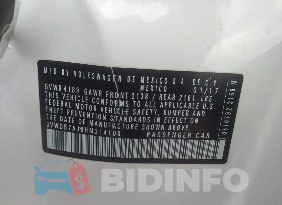 3VWDB7AJ8HM314108 Photo# 9