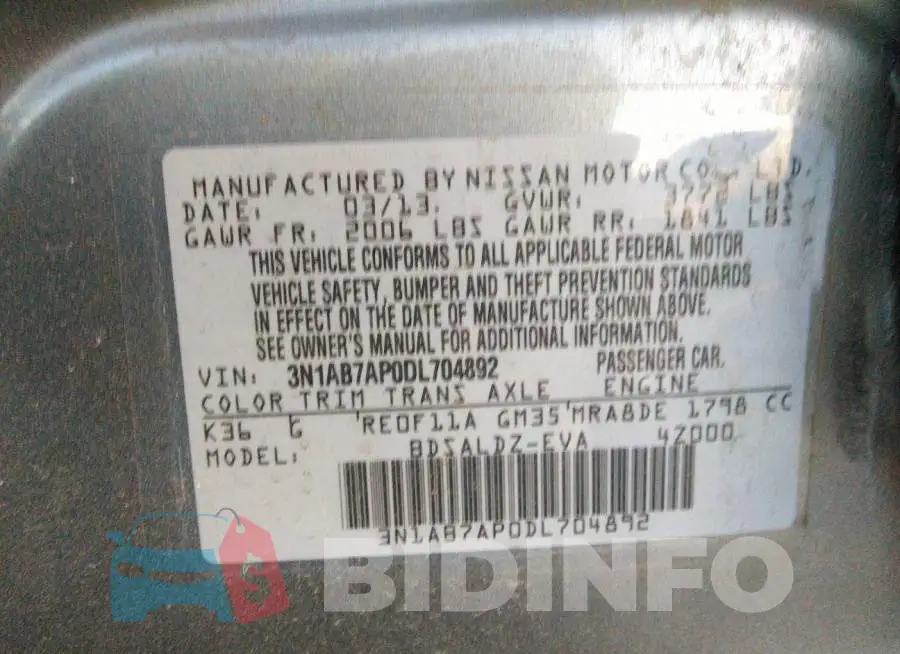 3N1AB7AP0DL704892 Photo# 9
