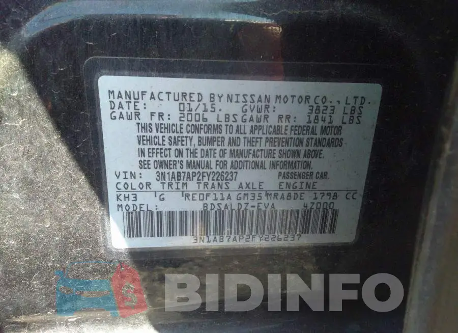 3N1AB7AP2FY226237 Photo# 9