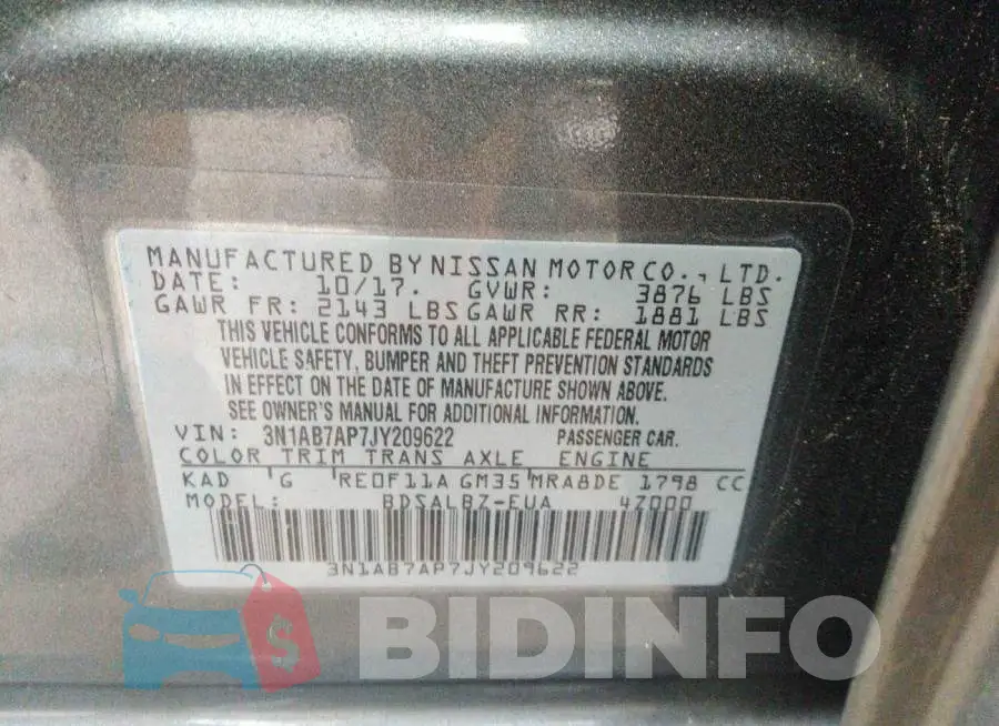 3N1AB7AP7JY209622 Photo# 9