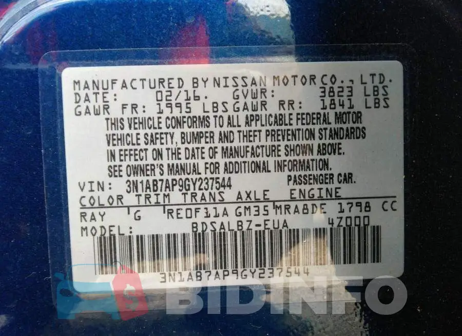 3N1AB7AP9GY237544 Photo# 9
