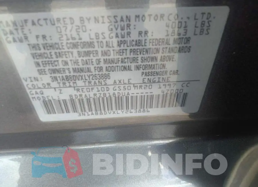 3N1AB8DVXLY263886 Photo# 9