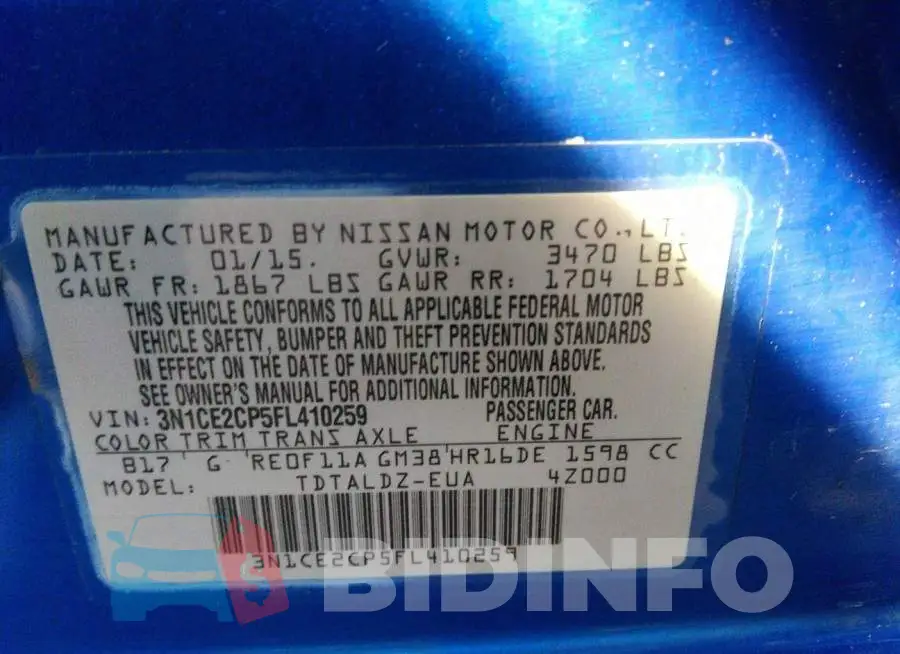 3N1CE2CP5FL410259 Photo# 9