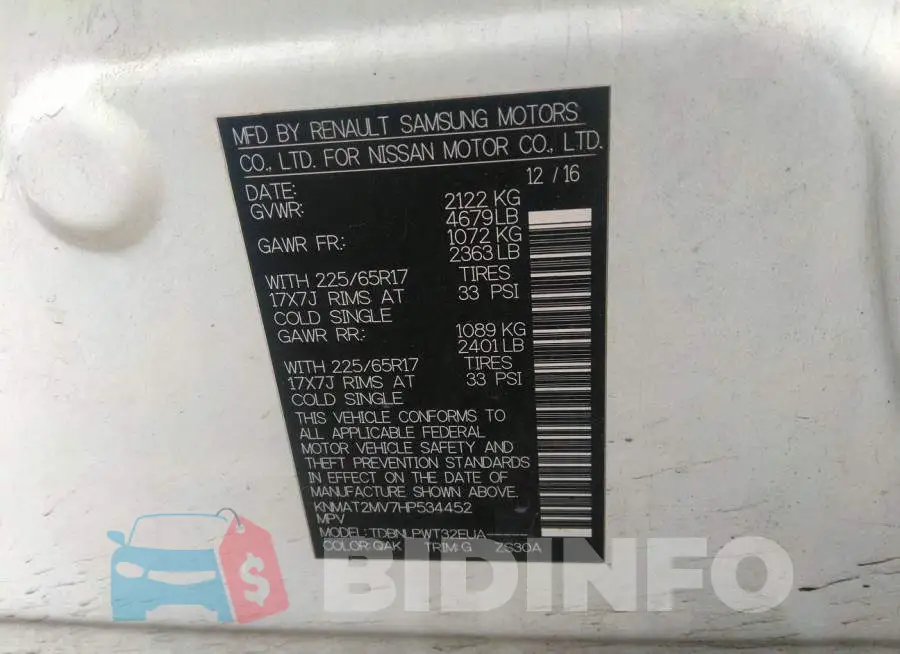 KNMAT2MV7HP534452 Photo# 9