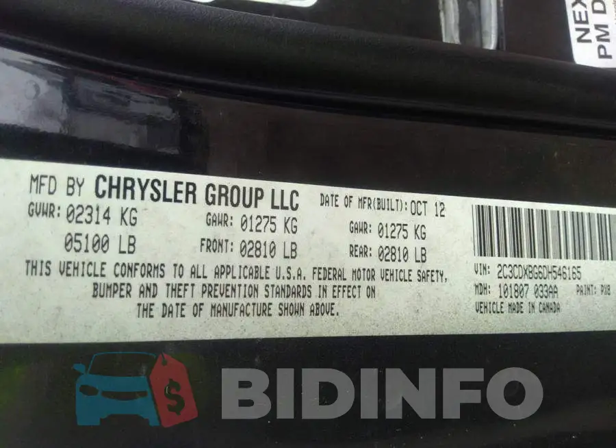 2C3CDXBG6DH546165 Photo# 9