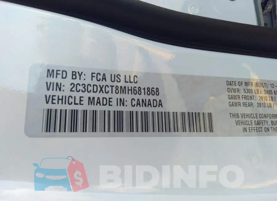 2C3CDXCT8MH681868 Photo# 9