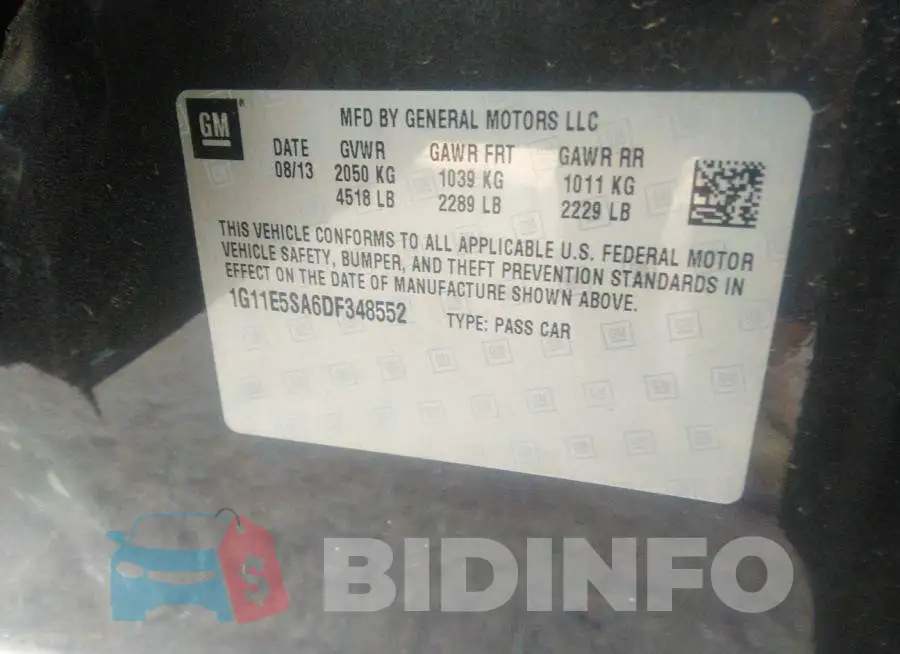 1G11E5SA6DF348552 Photo# 9