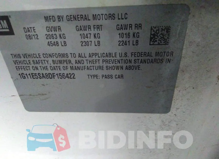 1G11E5SA8DF156422 Photo# 9