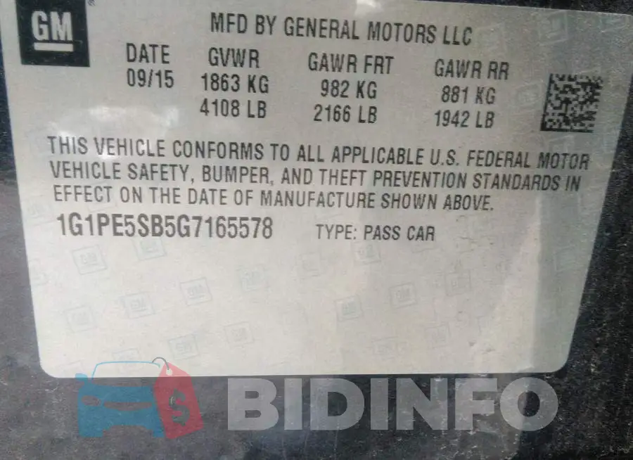 1G1PE5SB5G7165578 Photo# 9