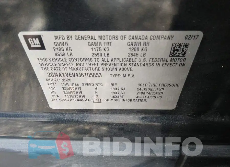 2GNAXVEV4J6105853 Photo# 8