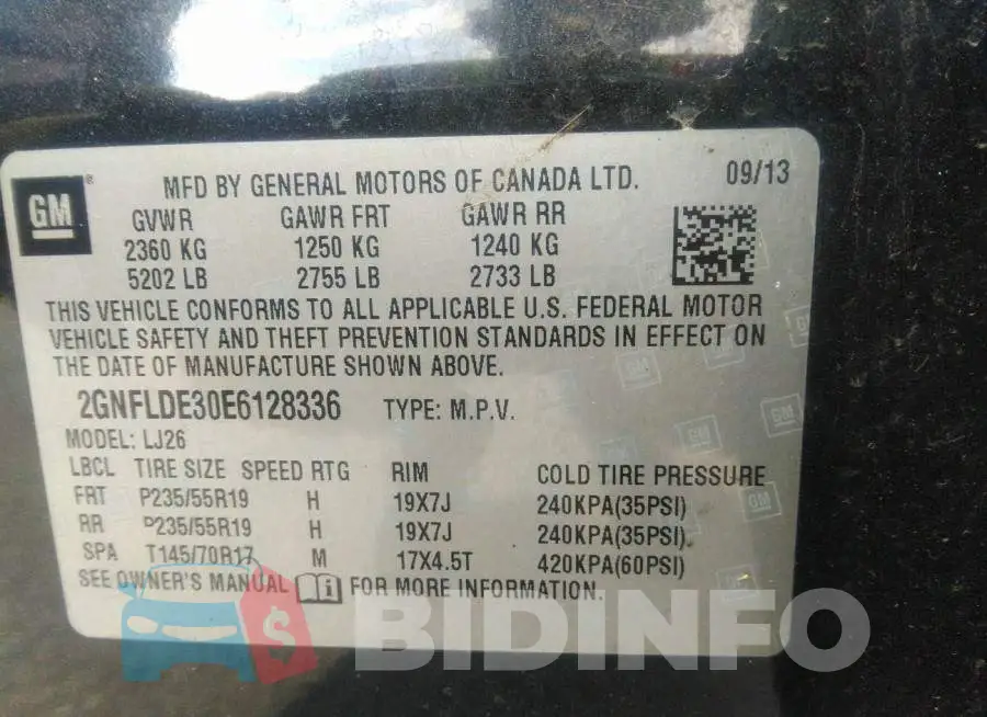 2GNFLDE30E6128336 Photo# 9