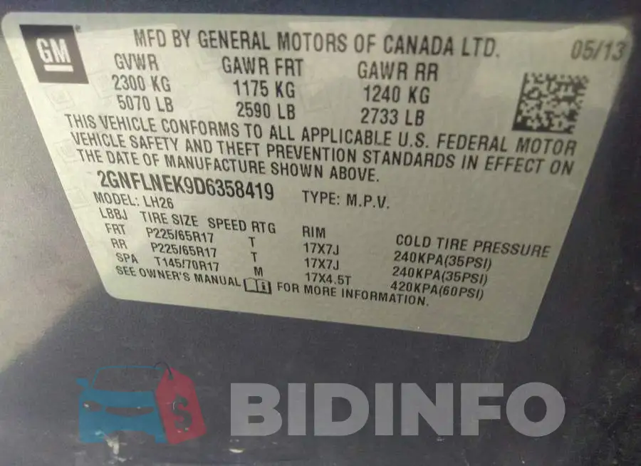 2GNFLNEK9D6358419 Photo# 9