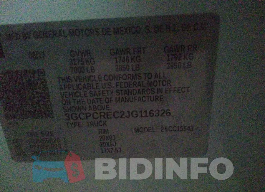 3GCPCREC2JG116326 Photo# 9