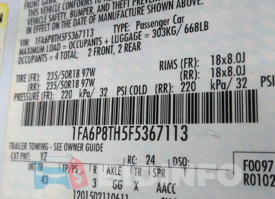 1FA6P8TH5F5367113 Photo# 9