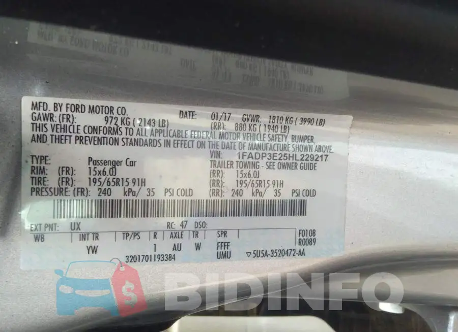 1FADP3E25HL229217 Photo# 9