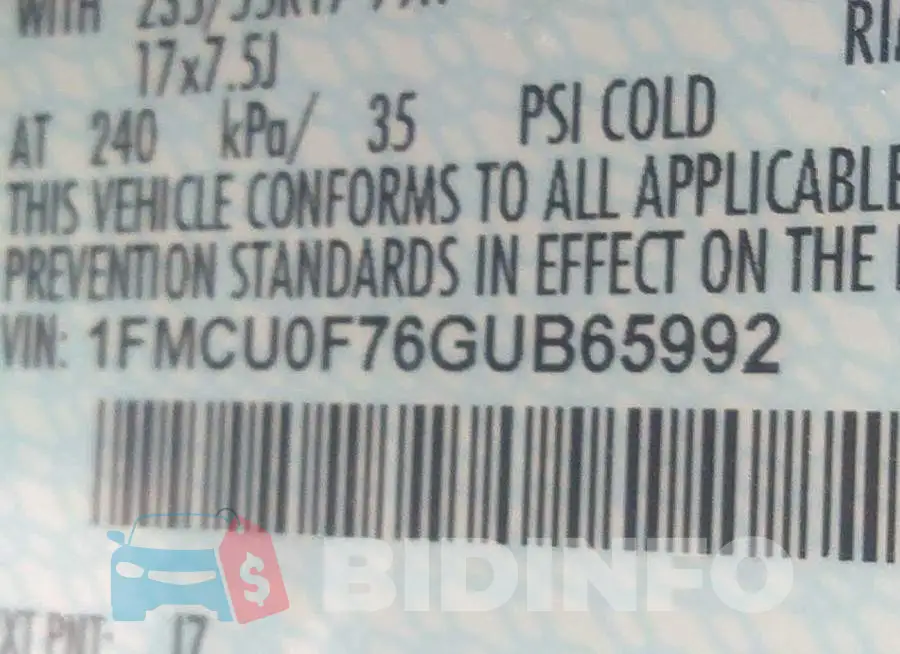 1FMCU0F76GUB65992 Photo# 9