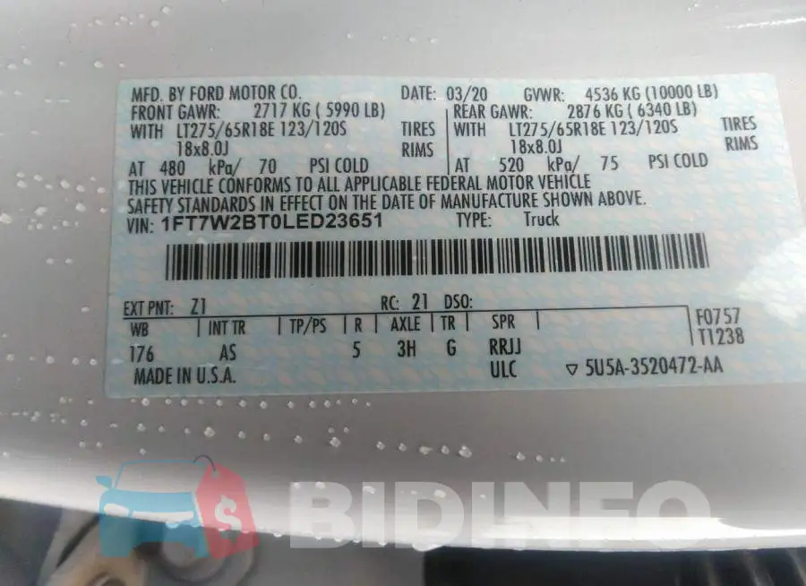 1FT7W2BT0LED23651 Photo# 9