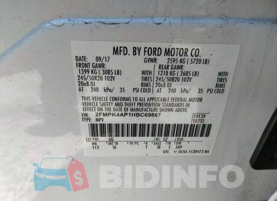 2FMPK4AP1HBC69867 Photo# 9