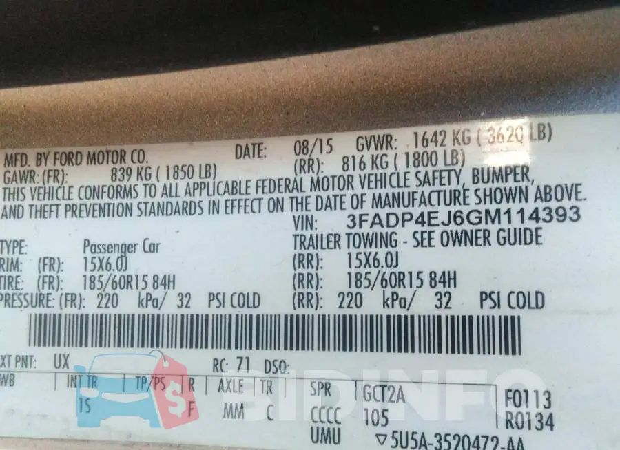 3FADP4EJ6GM114393 Photo# 9
