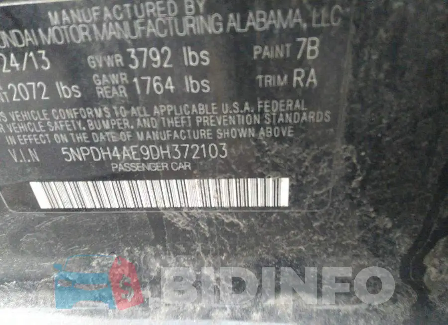 5NPDH4AE9DH372103 Photo# 9