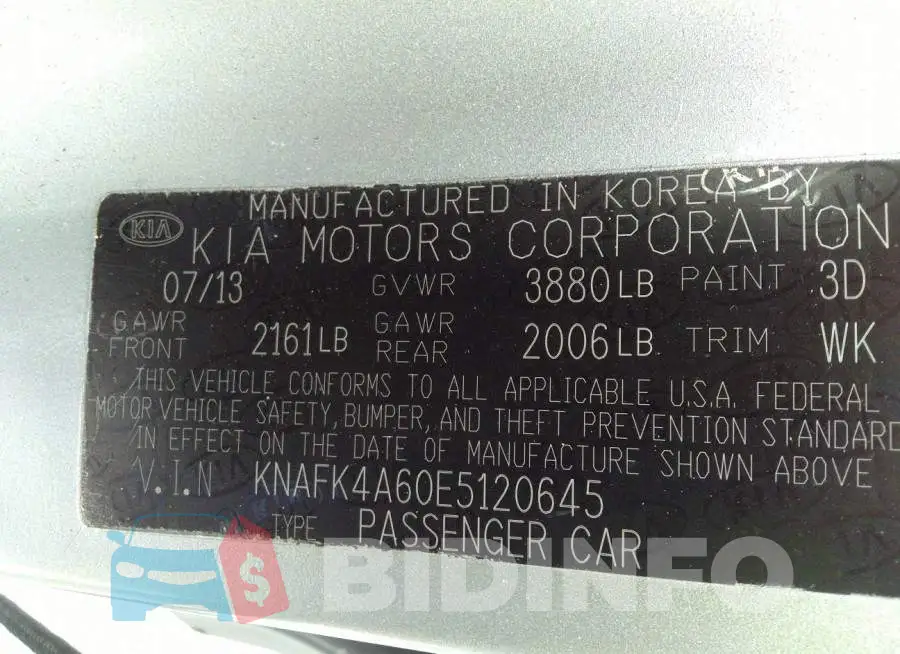 KNAFK4A60E5120645 Photo# 9