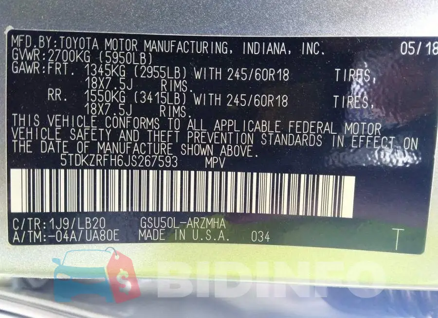 5TDKZRFH6JS267593 Photo# 9