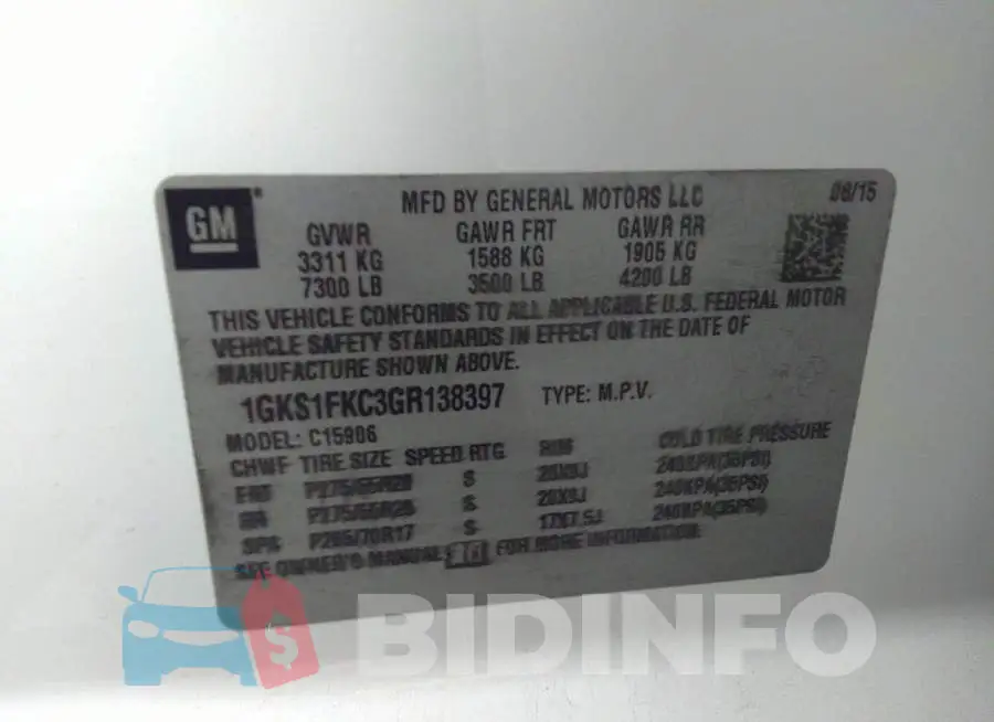 1GKS1FKC3GR138397 Photo# 9