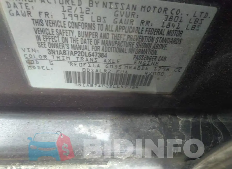 3N1AB7AP2DL647384 Photo# 9