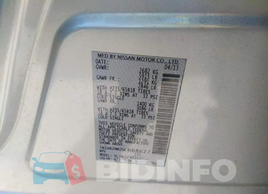 5N1AR2MM2DC668627 Photo# 9