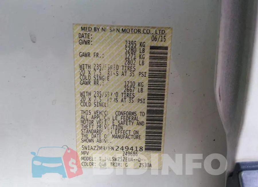5N1AZ2MHXFN249418 Photo# 9
