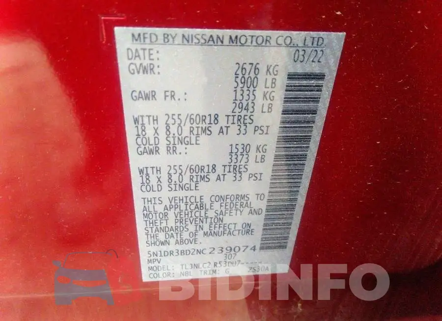 5N1DR3BD2NC239074 Photo# 9