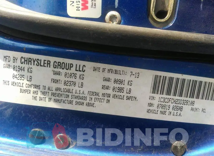 1C3CDFCH2DD328108 Photo# 9
