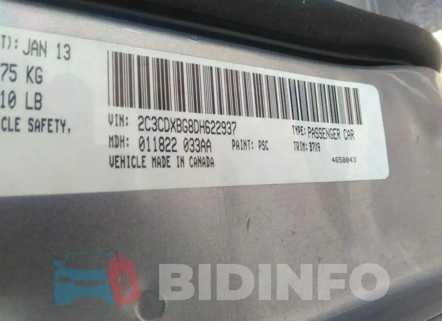 2C3CDXBG8DH622937 Photo# 9