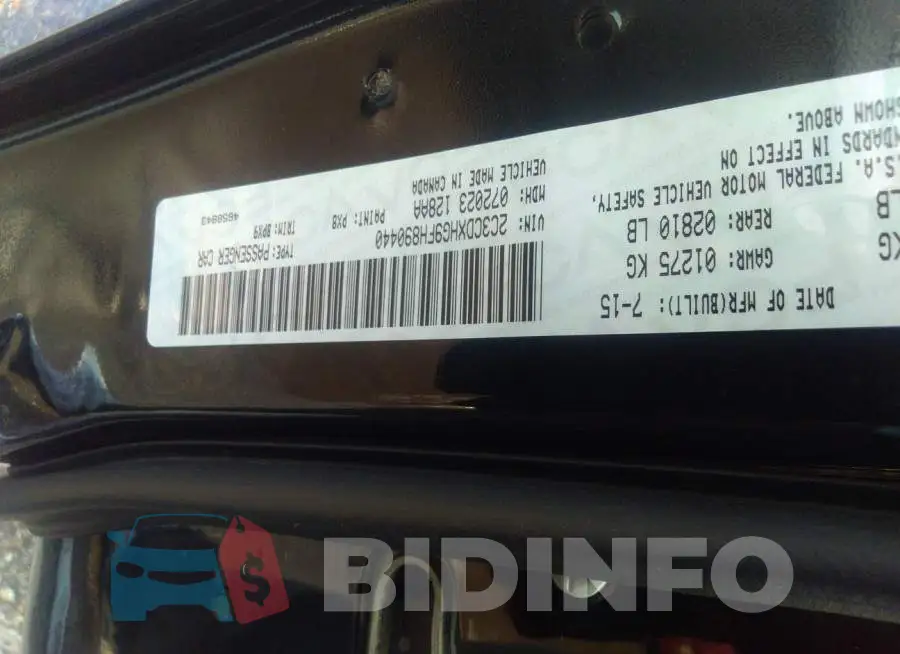 2C3CDXHG9FH890440 Photo# 9