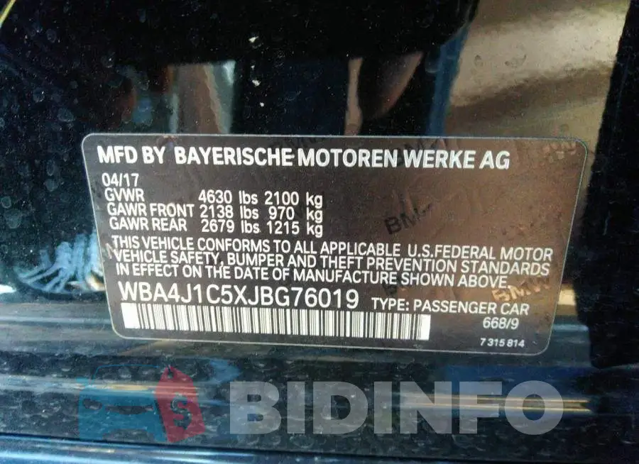 WBA4J1C5XJBG76019 Photo# 9