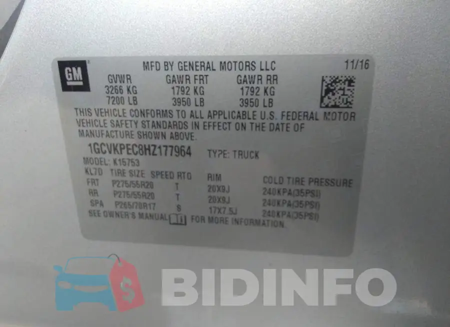 1GCVKPEC8HZ177964 Photo# 9