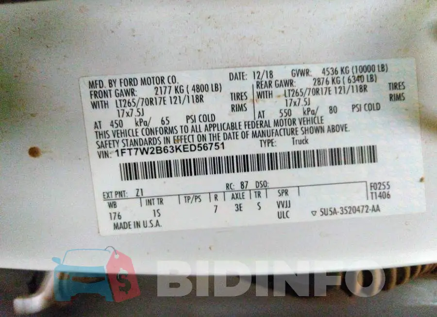 1FT7W2B63KED56751 Photo# 9