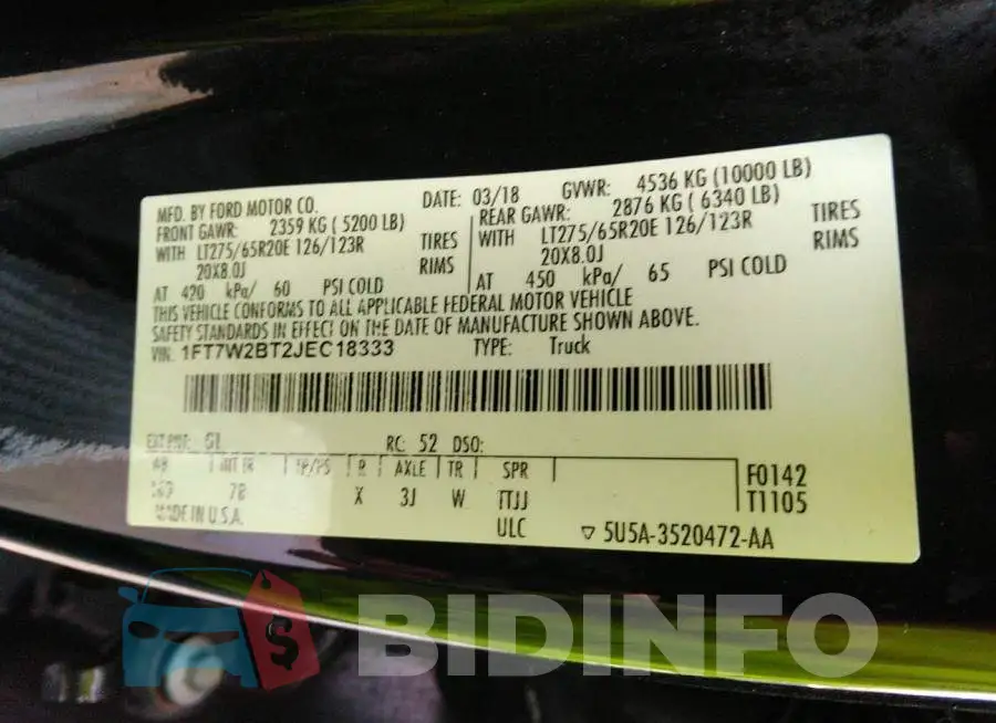 1FT7W2BT2JEC18333 Photo# 9