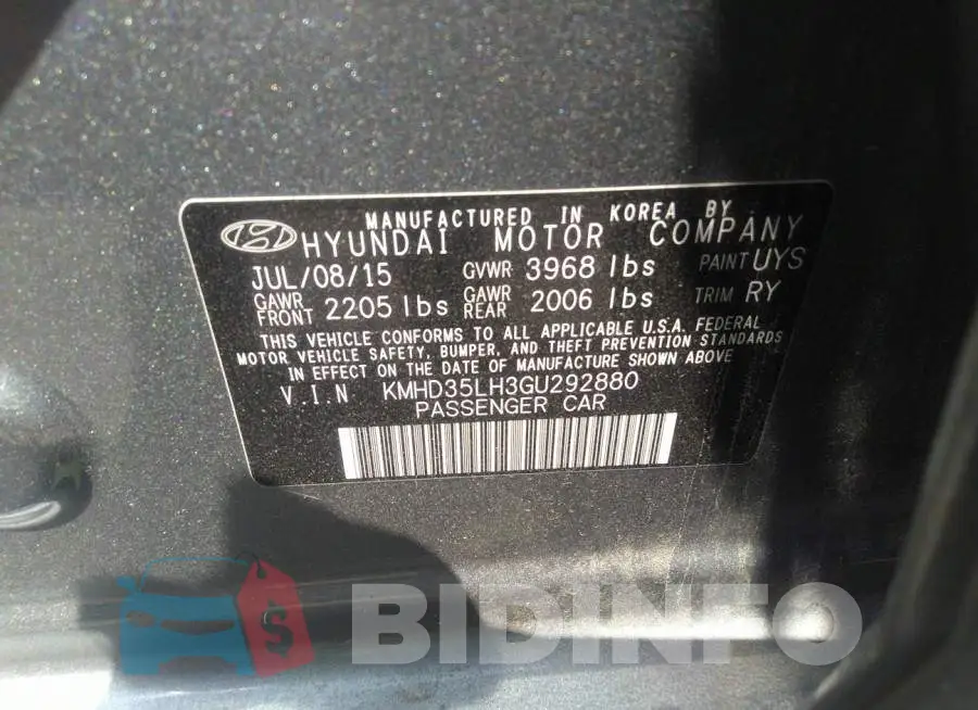 KMHD35LH3GU292880 Photo# 9