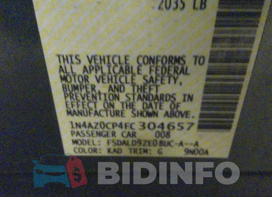 1N4AZ0CP4FC304657 Photo# 9