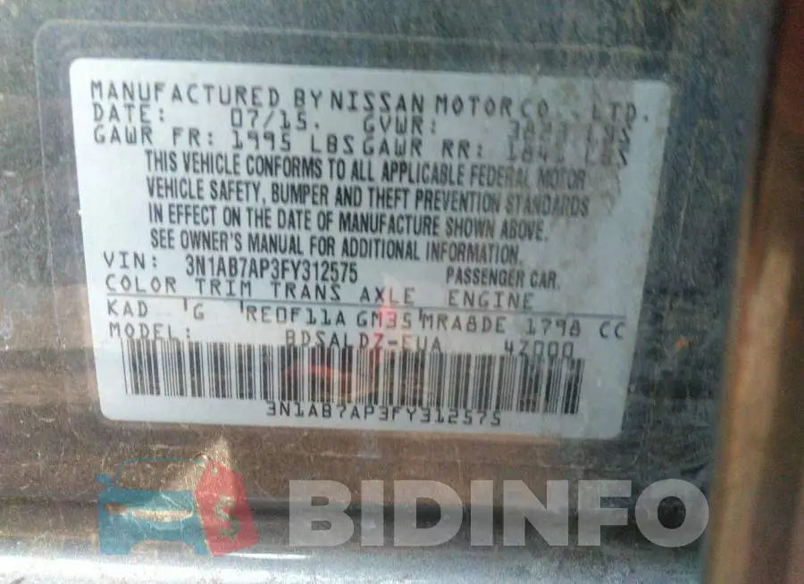 3N1AB7AP3FY312575 Photo# 9