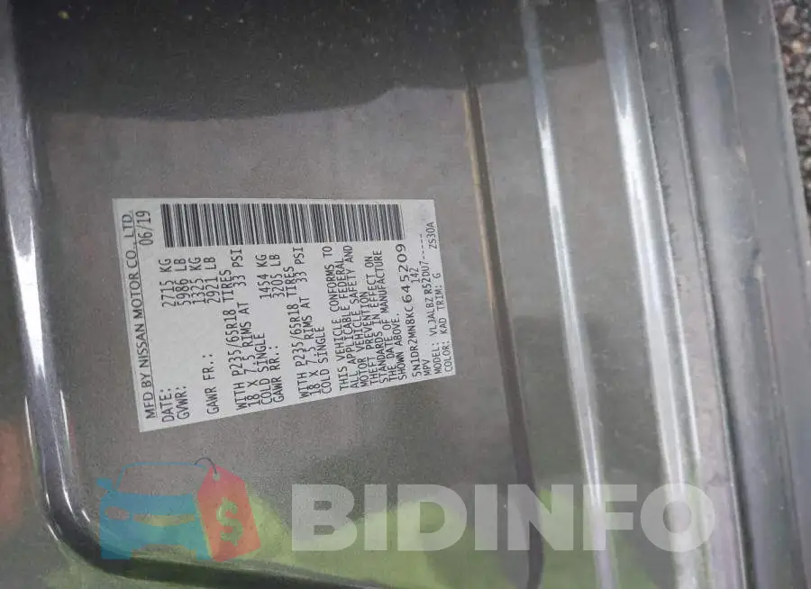 5N1DR2MN8KC645209 Photo# 9