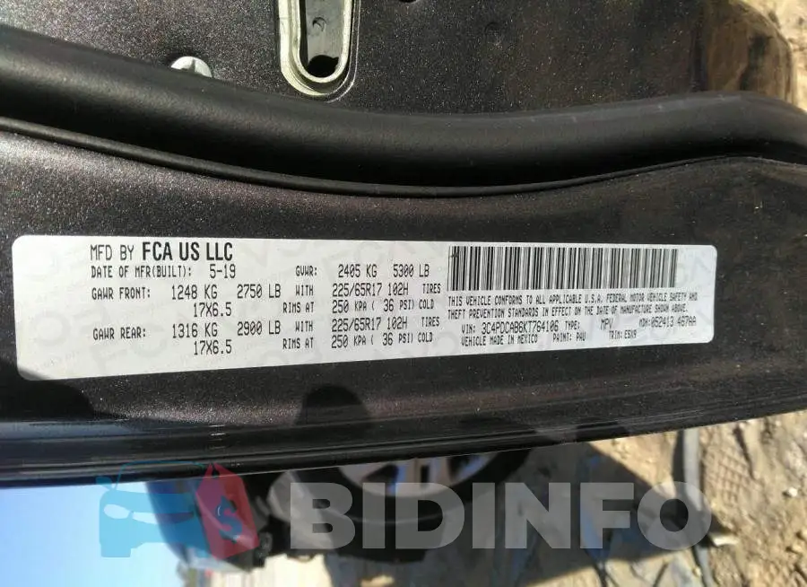 3C4PDCAB6KT764106 Photo# 9