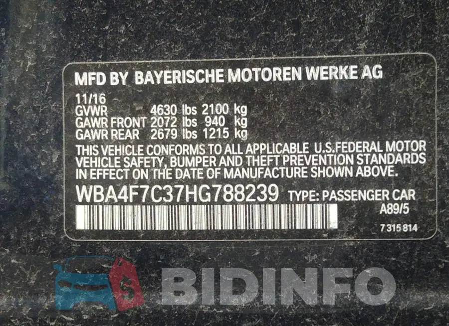 WBA4F7C37HG788239 Photo# 9