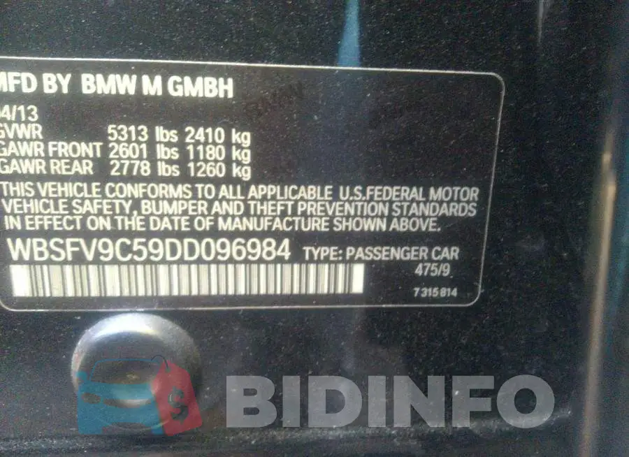 WBSFV9C59DD096984 Photo# 9