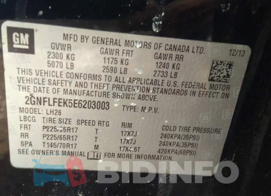 2GNFLFEK5E6203003 Photo# 9