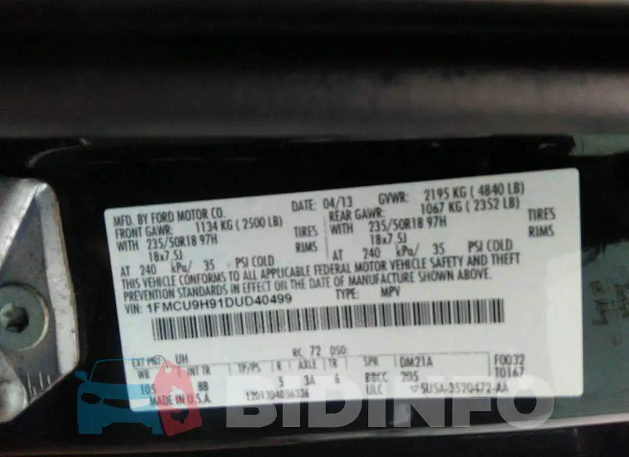 1FMCU9H91DUD40499 Photo# 9